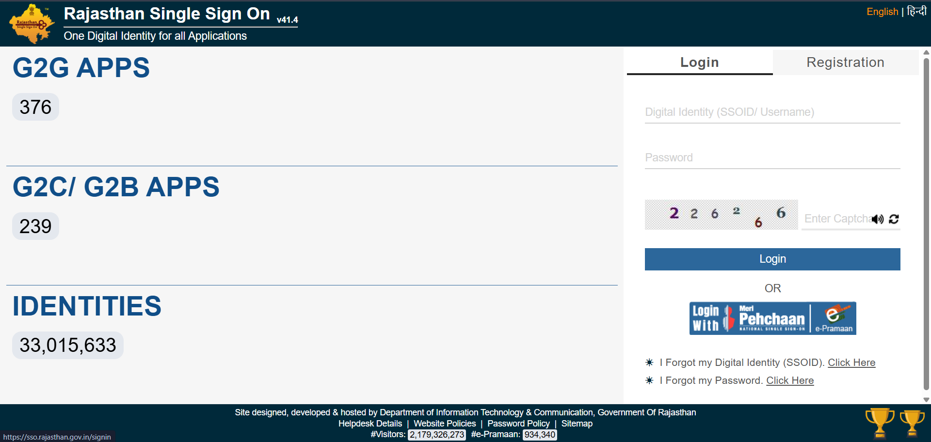 SSO Rajasthan portal login process